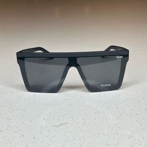 Quay Australia Hindsight Matte Black Shield Sunglasses